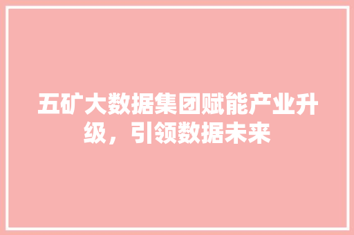 五矿大数据集团赋能产业升级,引领数据未来 五矿大数据集团赋能产业升级,引领数据未来