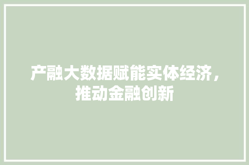 产融大数据赋能实体经济，推动金融创新