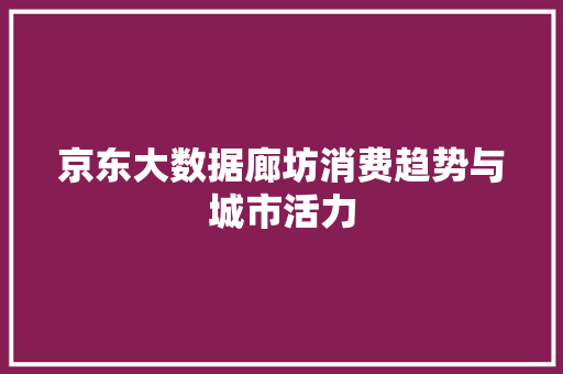 京东大数据廊坊消费趋势与城市活力
