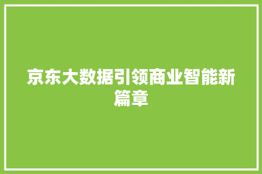 京东大数据引领商业智能新篇章