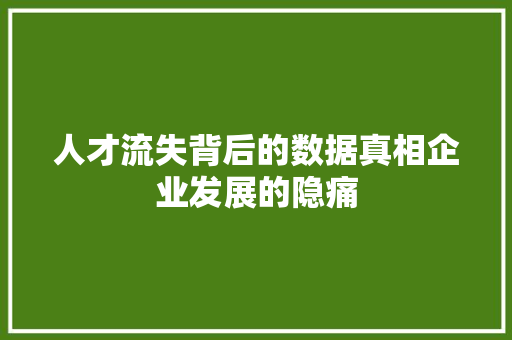 人才流失背后的数据真相企业发展的隐痛