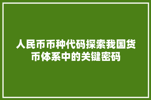 人民币币种代码探索我国货币体系中的关键密码