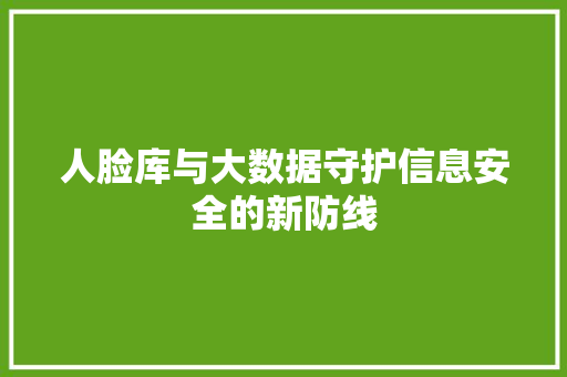 人脸库与大数据守护信息安全的新防线