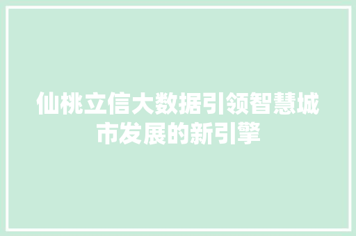 仙桃立信大数据引领智慧城市发展的新引擎