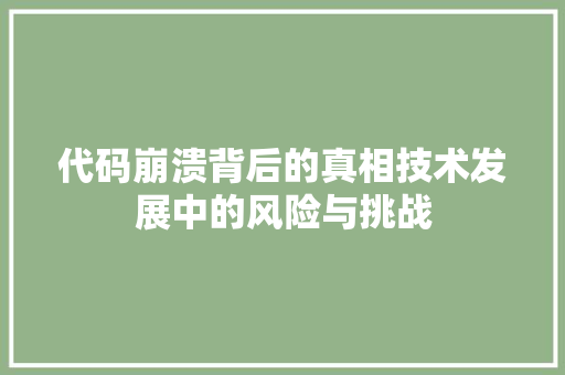 代码崩溃背后的真相技术发展中的风险与挑战