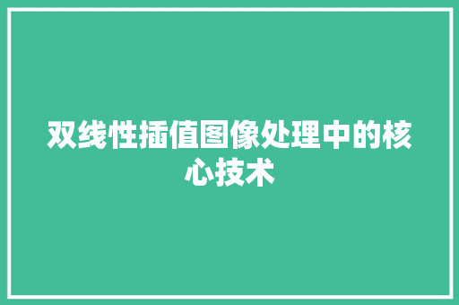 双线性插值图像处理中的核心技术