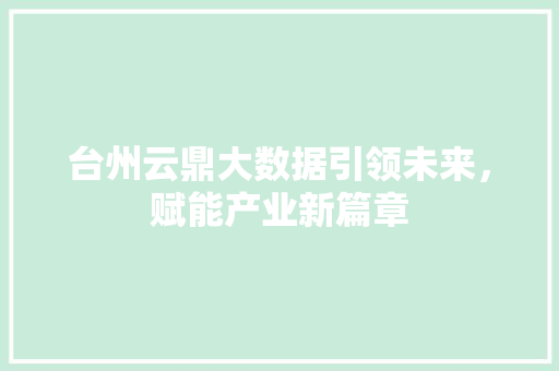 台州云鼎大数据引领未来，赋能产业新篇章