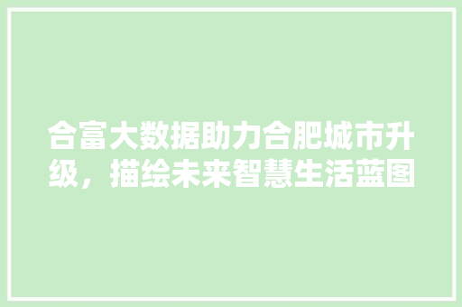 合富大数据助力合肥城市升级，描绘未来智慧生活蓝图