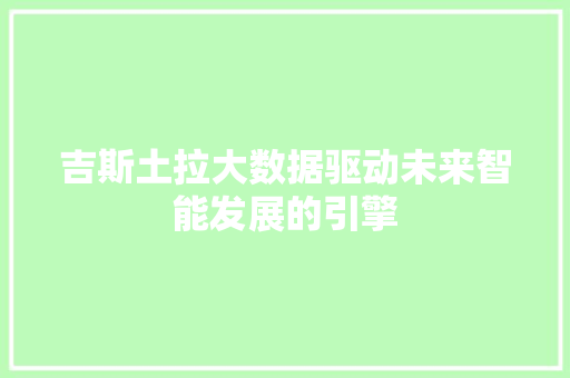 吉斯土拉大数据驱动未来智能发展的引擎