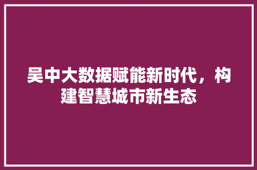 吴中大数据赋能新时代，构建智慧城市新生态 操作系统