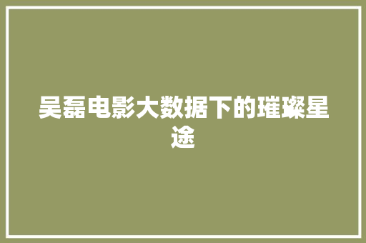 吴磊电影大数据下的璀璨星途 编程语言