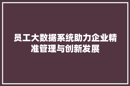 员工大数据系统助力企业精准管理与创新发展