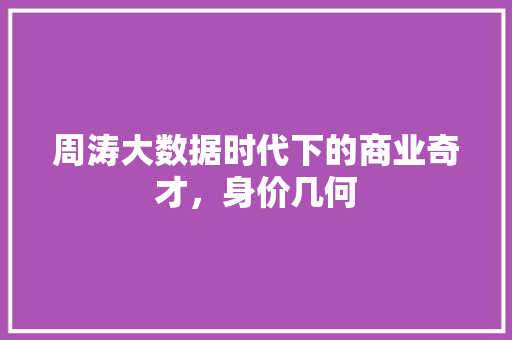 周涛大数据时代下的商业奇才，身价几何