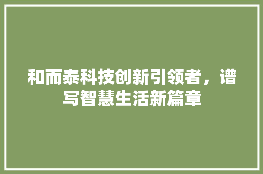 和而泰科技创新引领者,谱写智慧生活新篇章 和而泰科技创新引领者,谱写智慧生活新篇章