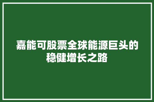 嘉能可股票全球能源巨头的稳健增长之路