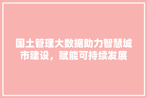 国土管理大数据助力智慧城市建设，赋能可持续发展