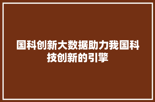 国科创新大数据助力我国科技创新的引擎