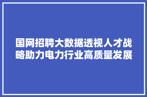 国网招聘大数据透视人才战略助力电力行业高质量发展