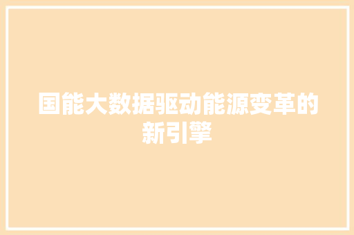国能大数据驱动能源变革的新引擎