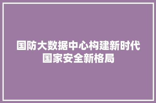 国防大数据中心构建新时代国家安全新格局