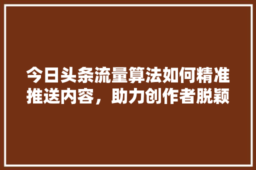今日头条流量算法如何精准推送内容，助力创作者脱颖而出