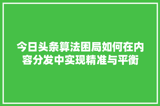 今日头条算法困局如何在内容分发中实现精准与平衡