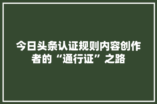 今日头条认证规则内容创作者的“通行证”之路
