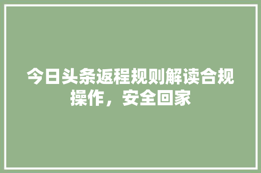 今日头条返程规则解读合规操作，安全回家 操作系统
