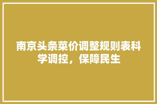 南京头条菜价调整规则表科学调控，保障民生