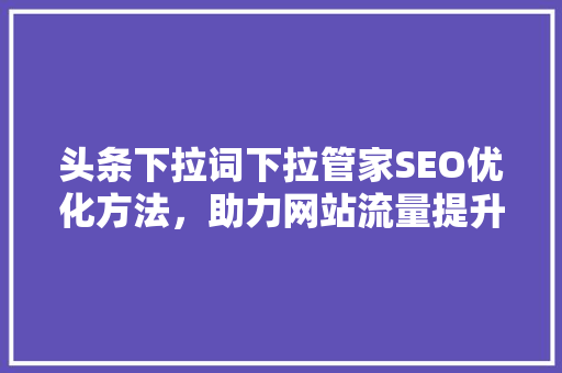 头条下拉词下拉管家SEO优化方法，助力网站流量提升 网络技术