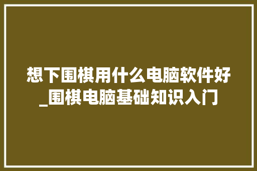 想下围棋用什么电脑软件好_围棋电脑基础知识入门 操作系统