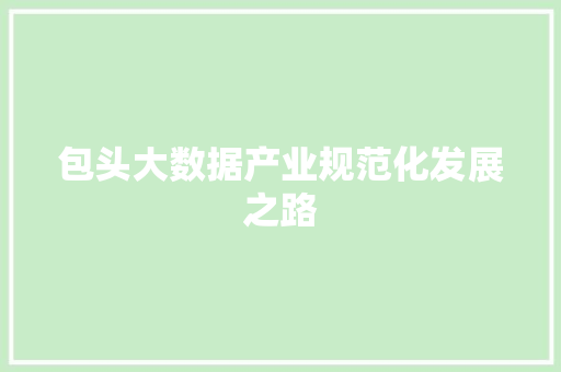 包头大数据产业规范化发展之路