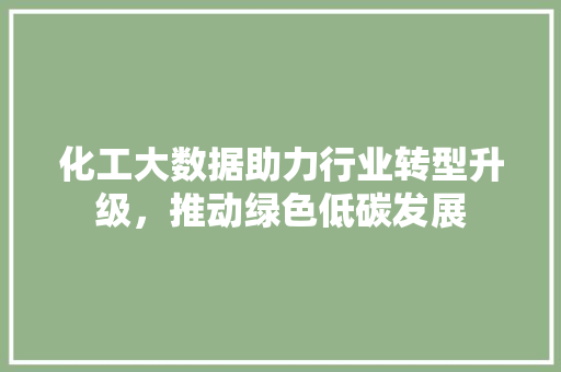 化工大数据助力行业转型升级，推动绿色低碳发展