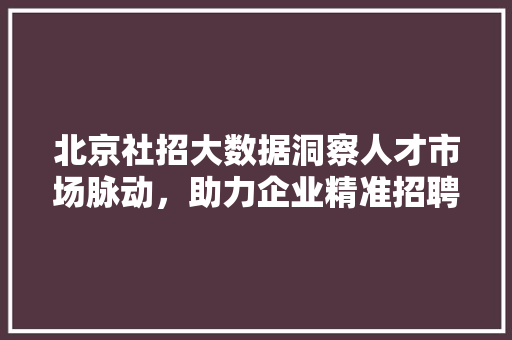 北京社招大数据洞察人才市场脉动，助力企业精准招聘