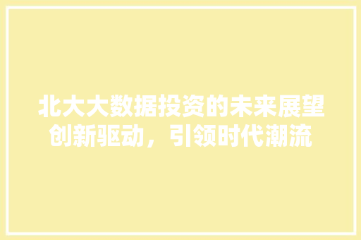 北大大数据投资的未来展望创新驱动，引领时代潮流