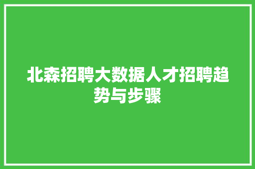 北森招聘大数据人才招聘趋势与步骤