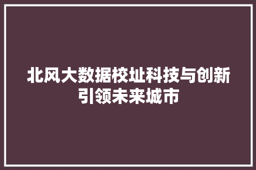 北风大数据校址科技与创新引领未来城市