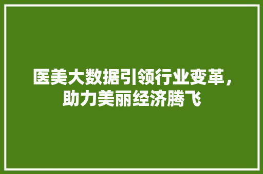 医美大数据引领行业变革，助力美丽经济腾飞