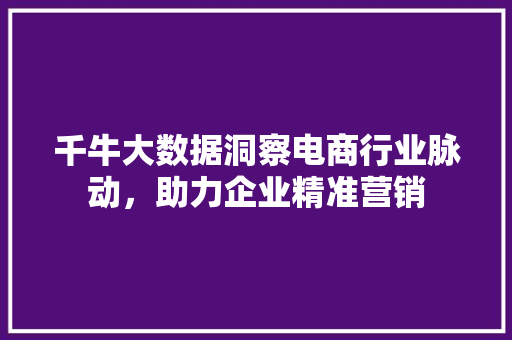 千牛大数据洞察电商行业脉动，助力企业精准营销