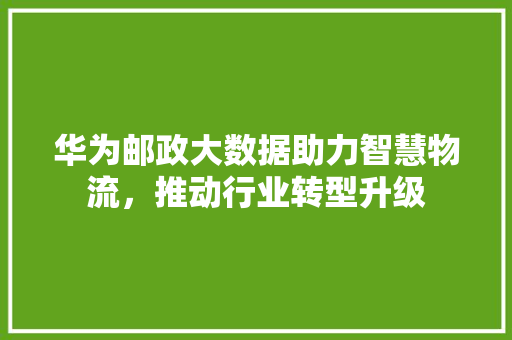 华为邮政大数据助力智慧物流，推动行业转型升级