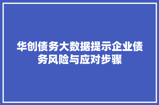 华创债务大数据提示企业债务风险与应对步骤