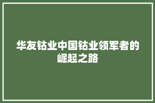 华友钴业中国钴业领军者的崛起之路
