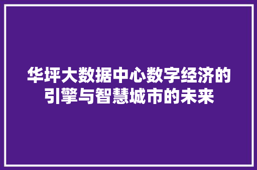 华坪大数据中心数字经济的引擎与智慧城市的未来