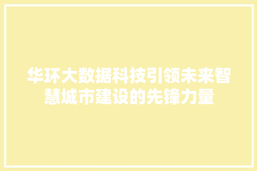 华环大数据科技引领未来智慧城市建设的先锋力量
