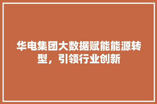 华电集团大数据赋能能源转型，引领行业创新