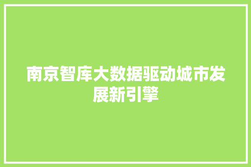 南京智库大数据驱动城市发展新引擎 南京智库大数据驱动城市发展新引擎