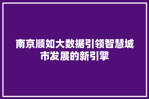 南京顺如大数据引领智慧城市发展的新引擎 电脑故障维修