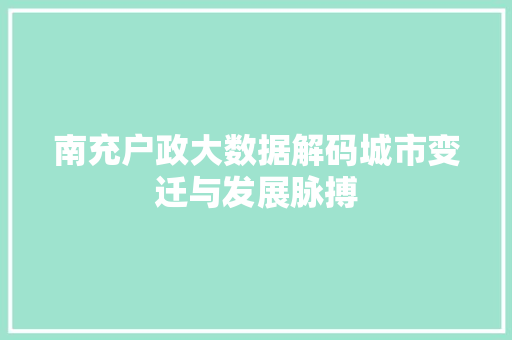 南充户政大数据解码城市变迁与发展脉搏