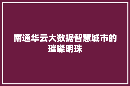 南通华云大数据智慧城市的璀璨明珠