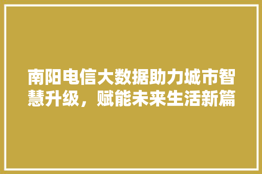 南阳电信大数据助力城市智慧升级，赋能未来生活新篇章